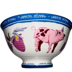 Anthropologie Farmhouse bowl with Pigs and Berries motif by Lorena Maranon.